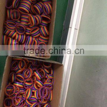 Wholesale Fashion Gifts 1/2 Inch Silicone Tricolors Stripe Colors 6 Layers Rainbow Gay Pride Flag Wristband photo-2