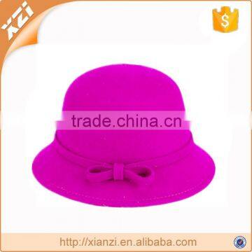 Wholesale fashion hat bowknot girls bucket hat wool felt bowler hat