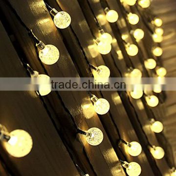 Solar Outdoor String Lights 19.7 ft 30 LED Warm White Crystal Ball Christmas Globe Lights