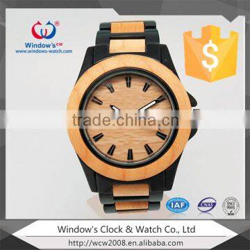 2016 new designs auto date wood watch with japan movement