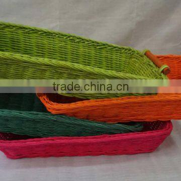 colorful wicker rattan bread basket