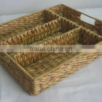 Divided Tableware Basket Made by Water Hyacinth