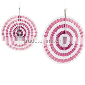 Candy Pink and white Stripe Hanging Fans Hanging Ceiling Party Decoration party supplier