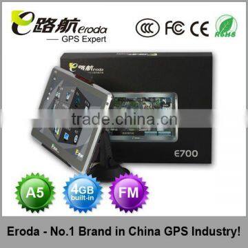 Eroda7 inch gps navigation system,fm av in function+600HZ,128M,built in 4GB with FM,Bluetooth