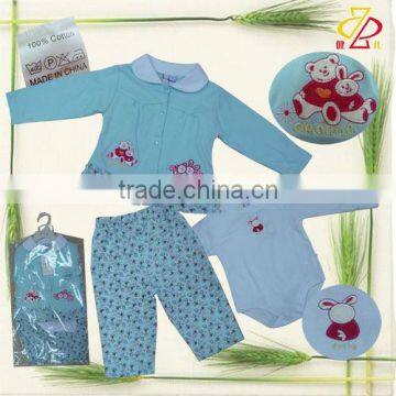 girl's interlock romper 3pcs suit -32205-a