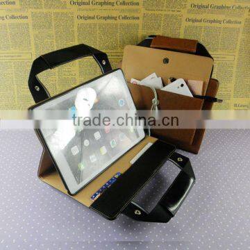 Luxury leather laptop case for ipad air 2 multifunctional business handle tablet bag for ipad wholesale