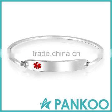 925 sterling silver Medical Alert ID Tag Bangle Bracelet