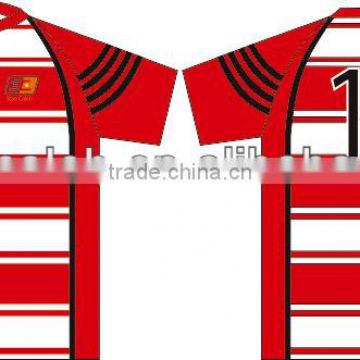 Fashion design sublimation printed red Rugby Jerseys with coolmax New model