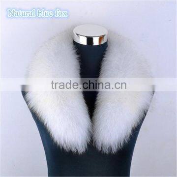 Wholesale Price Natural Blue Fox Fur Shawl Collar for Fashion Girls Leather Jacket