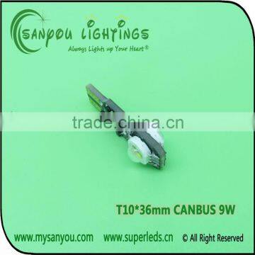 High power Canbus 12V RGB T10*36mm 9W led lamp, car light led