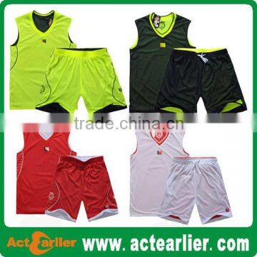 100% Polyester Custom Double Mesh Wholesale Reversible Basketball Jerseys / Uniform photo-2