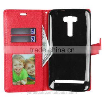 Hot Sale PU Leather Mobile Phone Flip Wallet Kickstand Case for ASUS Zenfone 2 Laser ZE601KL 6.0