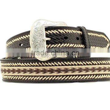 Western Mens Basketweave Laced Black Southwest Leather Belts