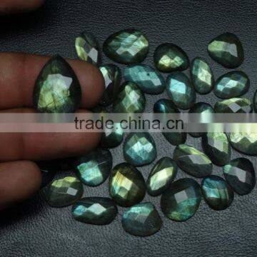 New arrival Labradorite Green Flashy Irregular shape Rose cut gemstone