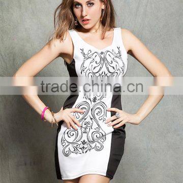 Soft-touch rose pattern mature women sleeveless new model dress 2014