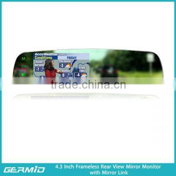 4.3 inch seamless ultral high brightness LCD monitor mirror link rear view mirror monitor