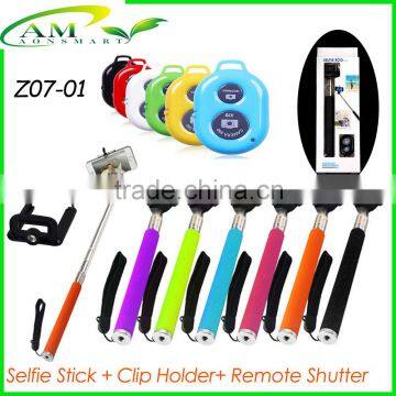 Extendable selfies handheld monopod stick with bluetooth remote shutter