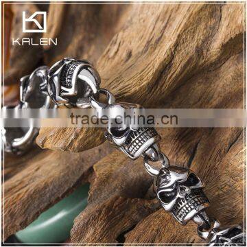 High Italian Skull Bracelet With Stainless Steel Bracelet Clasp photo-3