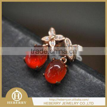 precious garnet gemstone jewelry earring style with 925 sterling silver plating gold color