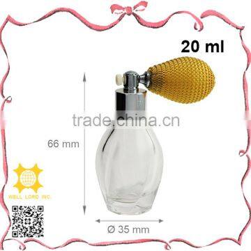 Chic oval empty glass powder bulb atomizer with roses