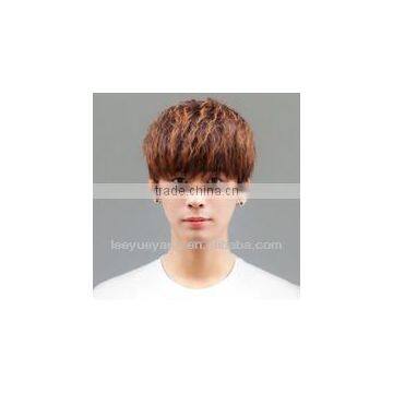 Heat resistant vogue short brown curly men wig