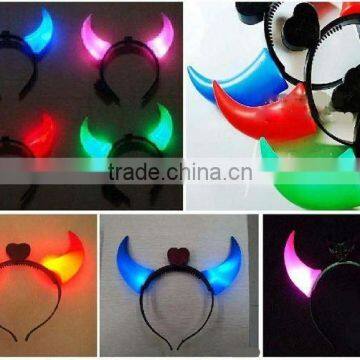 Wholesale Hot sale Flashing LED OX Horn Head Band Shiny Hair Band Headwear / LED Party Favor Flashing Light Up Headband Dress Up