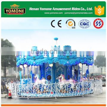 Beautiful rides amusement park new type blue carousel, merry go round for sale