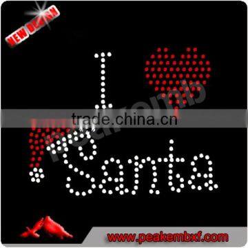 Beautiful Custom Rhinestone Design T-shirt I love Santa