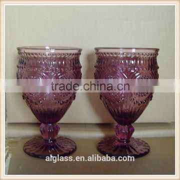 thick stem purple colored wine glass with purple stem