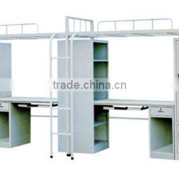 Steel School Students Loft Bunk Bed With Clothes Closet and Desk photo-2