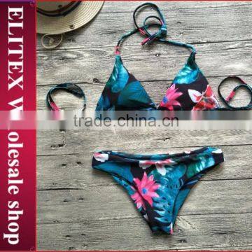 2017 Newest chinese lotus sexy print wholesale swimwear BI213