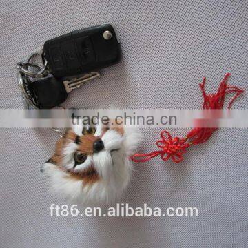 fluffy animal cheap fake fur tiger head keychain