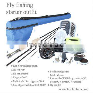 Fly fishing starter outfit/kits, combo of fly reel, rod, box, line, accessory