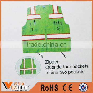 Reflective Safety Clothing Airport Walking Safety Vest With Pockets