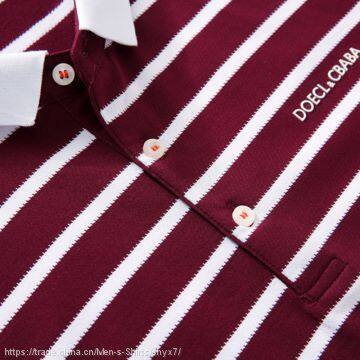 Men's T-shirt T-shirt Lapel Burst Men's Summer Business New Stripe Short Sleeved Polo Shirt photo-4