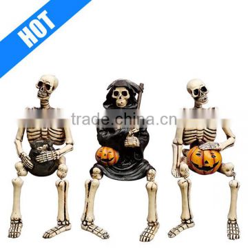 customized resin skeleton halloween decoration pumpkin ghost,set of 3