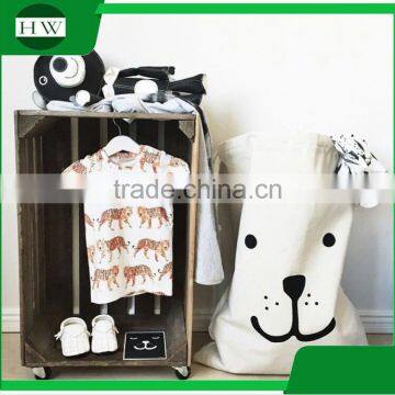 Baby Kids Children Cotton Canvas Toy Storage Bag Bear Pattern Canvas Laundry Sack Bag photo-5