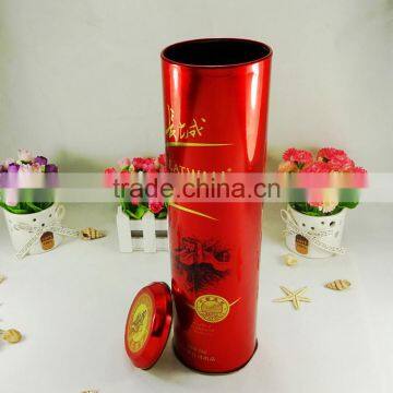 Custom Printing Metal Packaging Wine Bottle Cylinder Tin Box photo-2