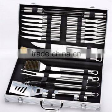 24 Piece Stainless Steel BBQ Accessories Tool Set - Includes Aluminum Storage Case for Barbecue Grill Utensils