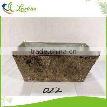 China Supplier Decoration Wooden Design Outdoor Garden Metal Bark Flower Pot for 2017 Square Metal Bark Flower Pot photo-2