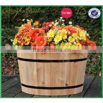 outdoor wooden barrel planter,wooden barrel for planting