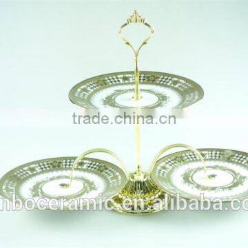 3-tiers cake stand ceramic porcelain mid-east style cake plates wholesale