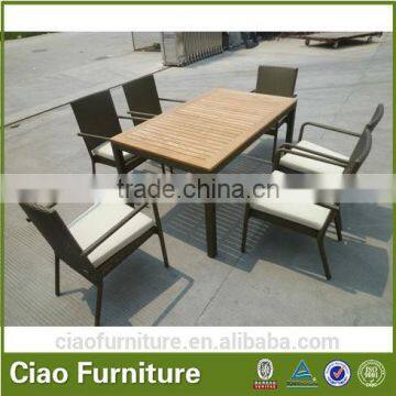 2014 new patio outdoor garden rattan teakwood dining table