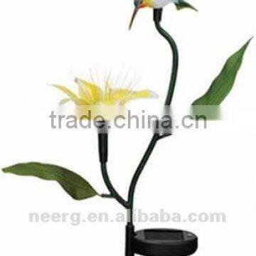 Solar Deco Stick Light - Fiber Optical LILIES AND POLY HUMMINGBIRD