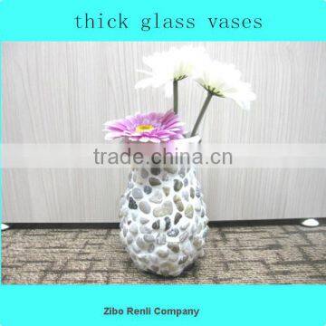 Coffee Decoration Glass Pebbles Thick Glass Vase for Sale