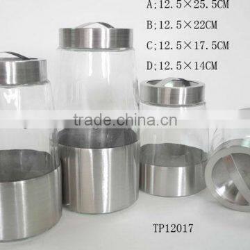 cylinder ss glass meterial storage food container