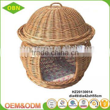 Natural Wicker Woven Crafts Indoor Dog Cat House Basket With Softy Cushion photo-4