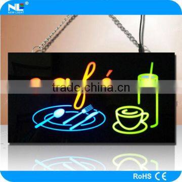 Semi-outdoor color changing LED resin sign Environmental-friendly LED open sign Acrylic panel LED display sign