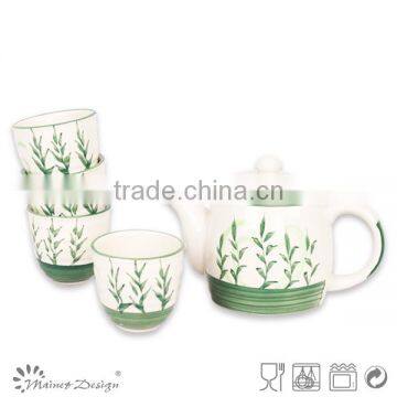 2016 new trend green bamboo ceramic tea set,Tea pot and cups,Tea pot handle covers