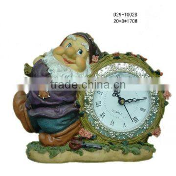 Resin garden gnome with clock